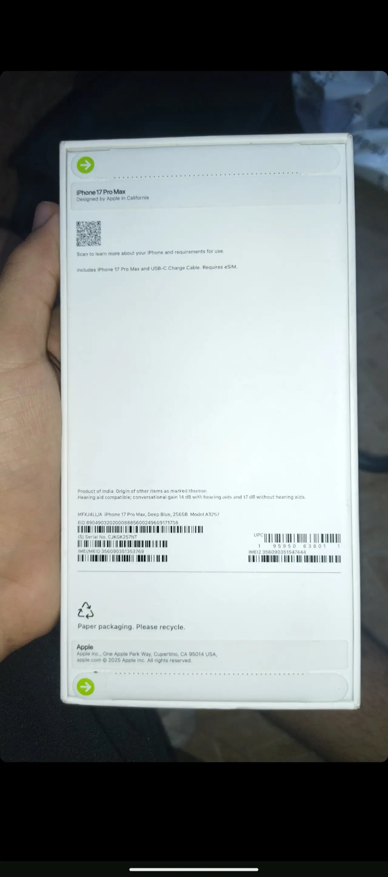 Apple iPhone 17 Pro Max — 1,825,000 د.ع
